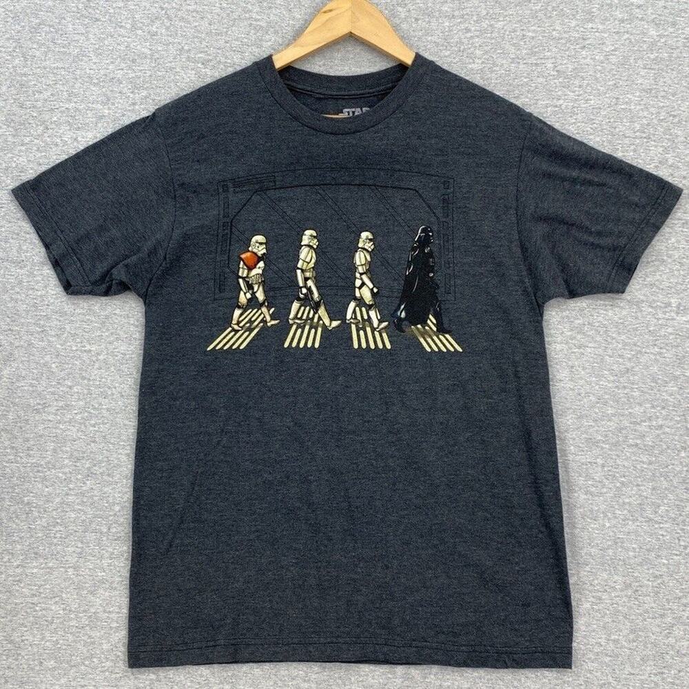 Star Wars Charcoal Tee with Beige Stormtrooper and Black Darth Vader Graphic